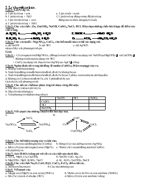 Bài tập trắc nghiệm hóa học 9